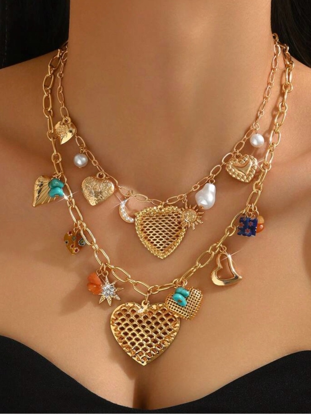 Free People Heart Charm Layered Necklace